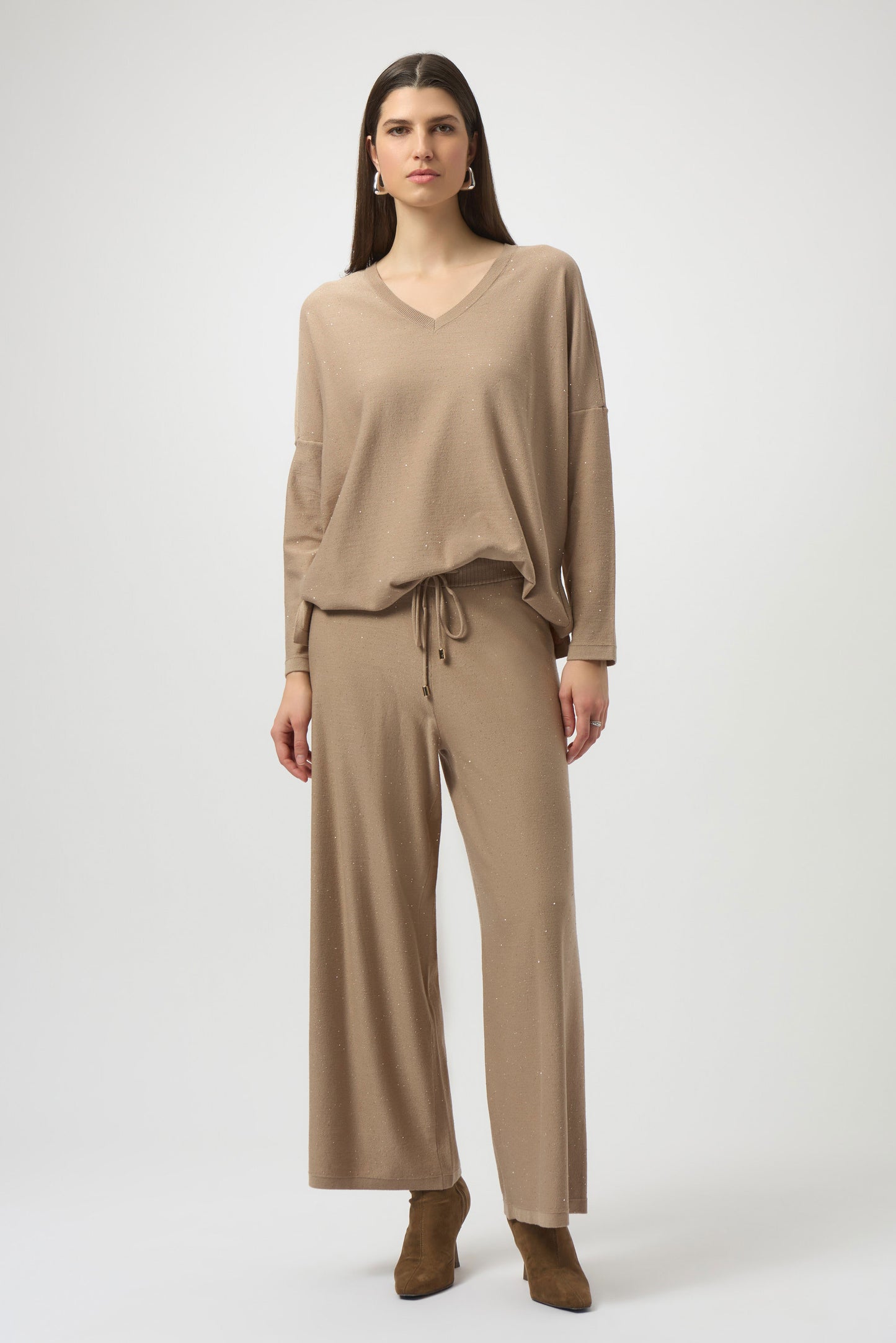JOSEPH RIBKOFF SEQUINED CULOTTE PANTS - CHAMPAGNE