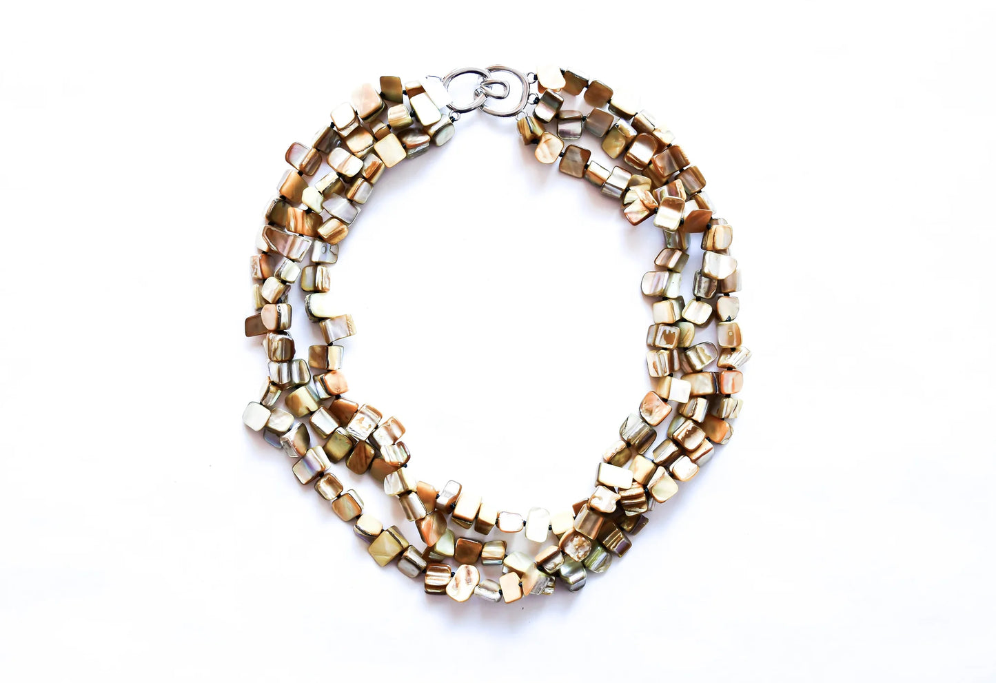 SEA LILY PEARL BEIGE NUGGET 3 STRAND NECKLACE - 252101C