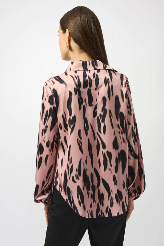 JOSEPH RIBKOFF RECYCLED SATIN ANIMAL PRINT TOP
