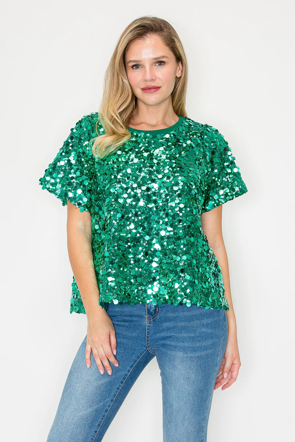JOH GEOVANNY TOP - GREEN SEQUIN