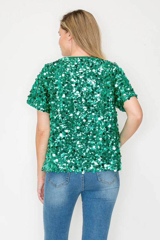JOH GEOVANNY TOP - GREEN SEQUIN
