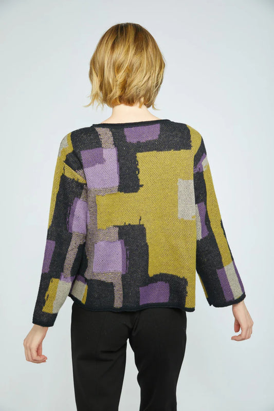 OLIVIA BY HABITAT COLLAGE SWING PULLOVER - GREEN MULTI