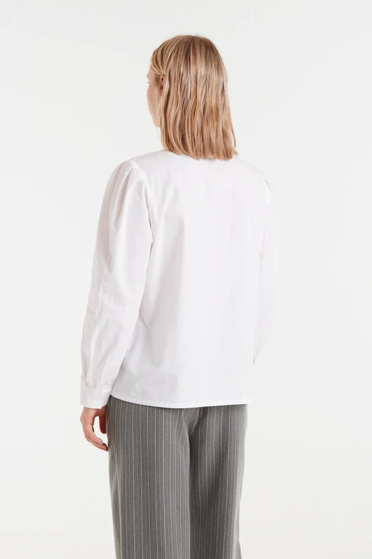 COMPANIA FANTASTICA BOW NECK BLOUSE - WHITE
