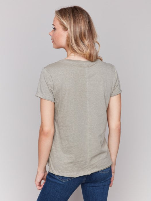 *SALE* CHARLIE B ORGANIC COTTON SLUB TOP - OLIVE