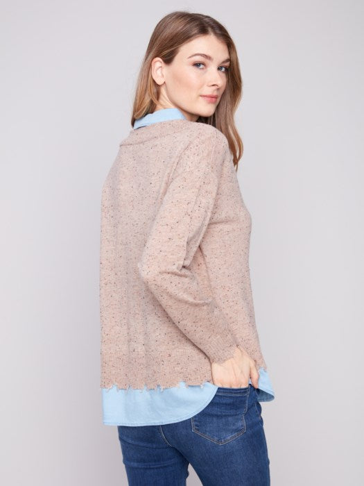 CHARLE B V-NECK FOOLER SWEATER - OATMEAL