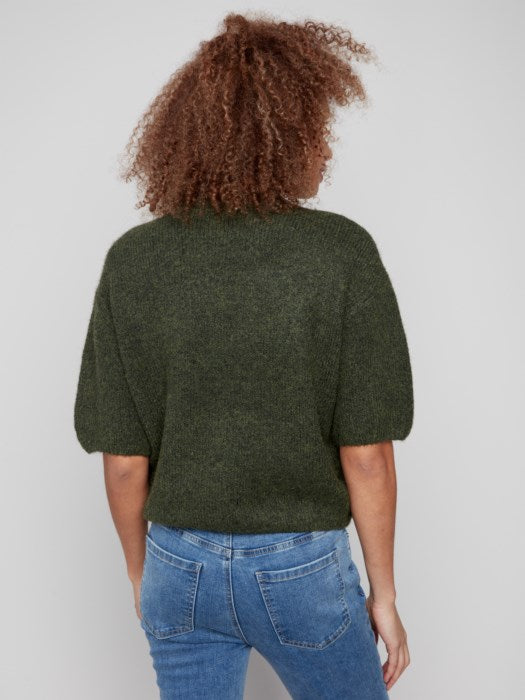 CHARLIE B ELBOW-SLEEVE BALLOON SWEATER - GREEN