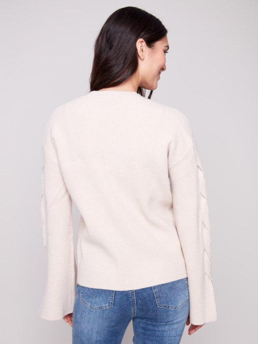 CHARLIE B SWEATER W/ CABLE DETAIL - OATMEAL