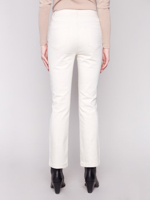CHARLIE B BOOTCUT 5 POCKET TWILL PANT - NATURAL