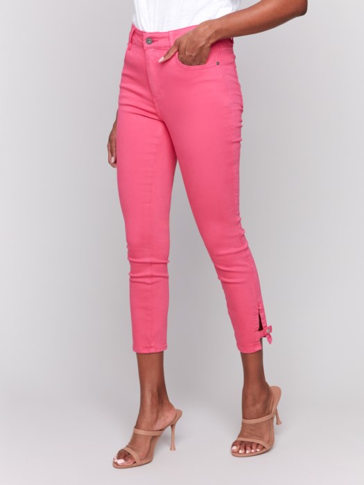 *SALE* CHARLIE B SLIM CROP TWILL PANT - PINK