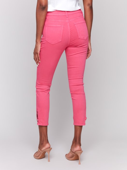 *SALE* CHARLIE B SLIM CROP TWILL PANT - PINK