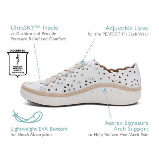 AETREX CHARLOTTE LACE-UP SNEAKER - WHITE
