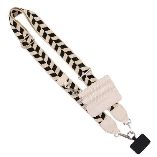 SAVE THE GIRLS CLIP AND GO CHEVRON STRAP W/ RFID POUCH - BLACK MULTI