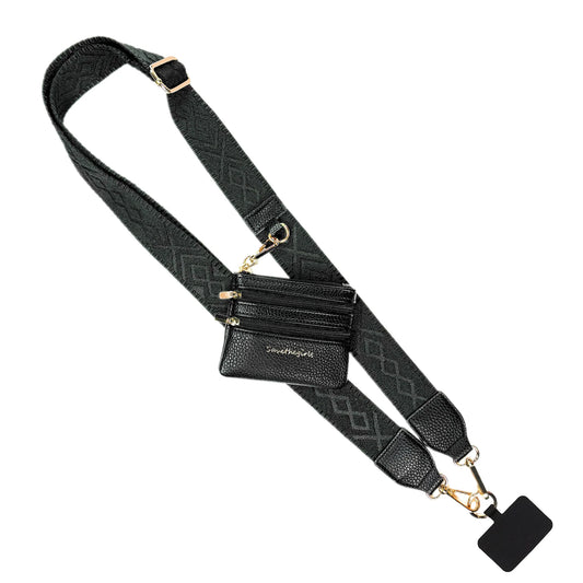 SAVE THE GIRLS CLIP AND GO STRAP W/ RFID POUCH - BLACK