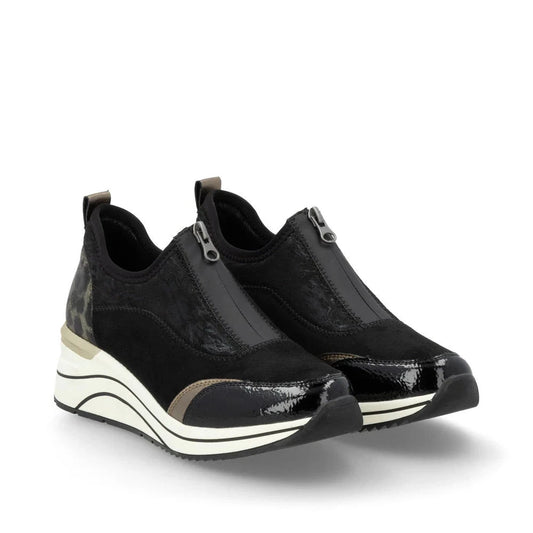 RIEKER SHOE CORPORATION ZIP FRONT SHOE - BLACK - D0T0802