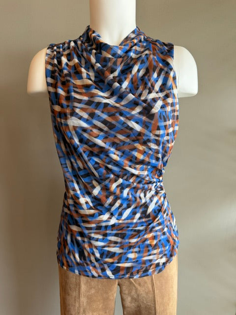 FOIL SHEER FUN TOP - BLUE MULTI