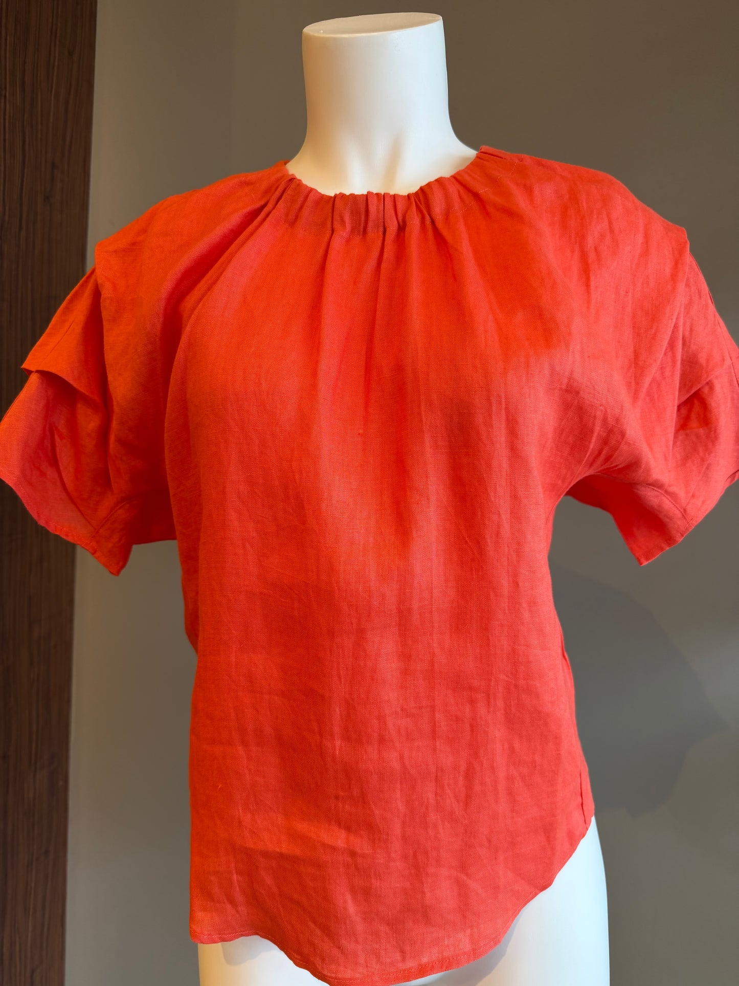 SALE - FOIL PLEAT & GREET TOP - MELON