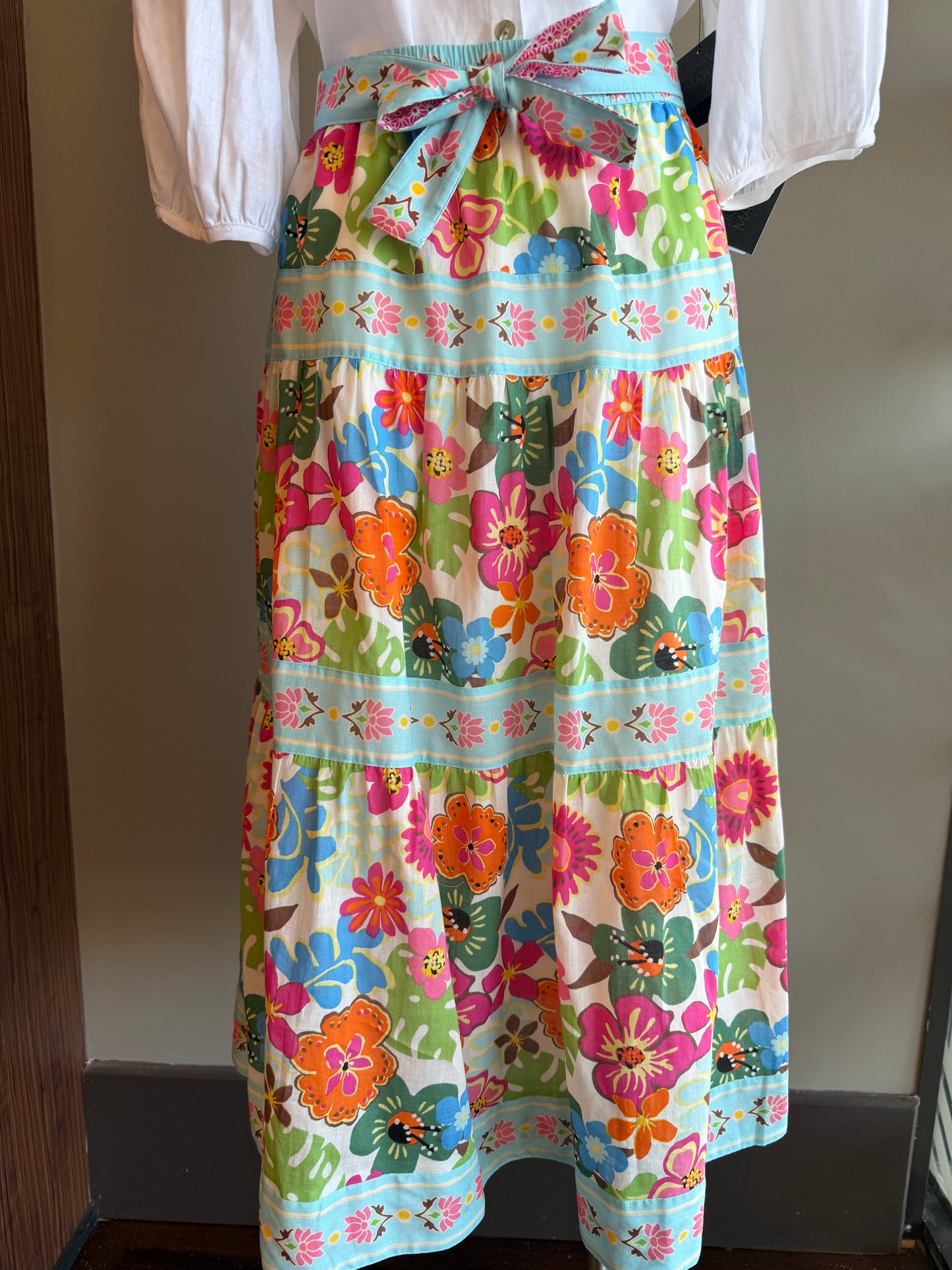 SALE JOHN MARK FLORAL TIERED SKIRT - MULTI