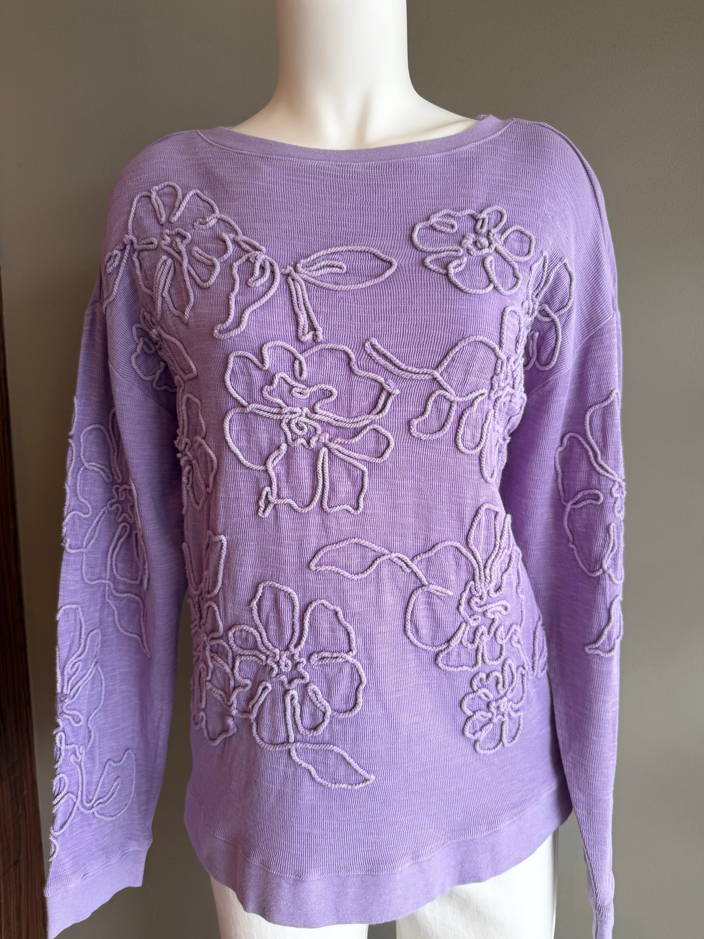 TRU LUXE CORDED EMBROIDERED PULL OVER TOP - LAVENDER PURPLE