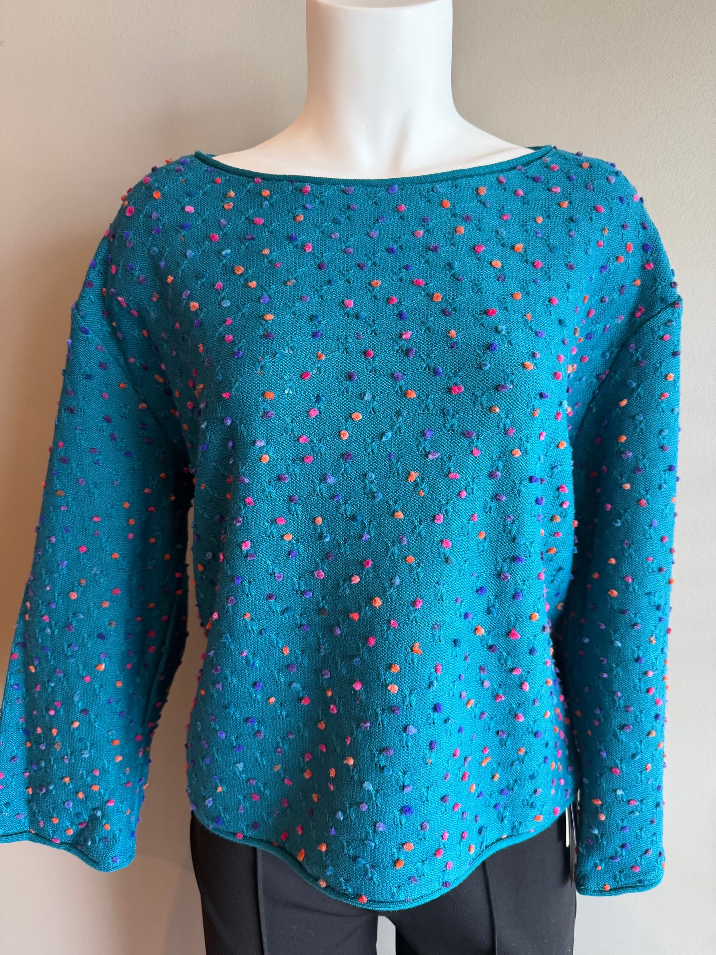 OLIVIA BY HABITAT CONFETTI DOT PARTY PULLOVER - TEAL
