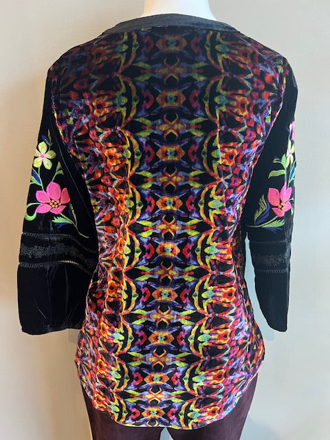 JOHN MARK EMB VELVET B/U - BLACK MULTI