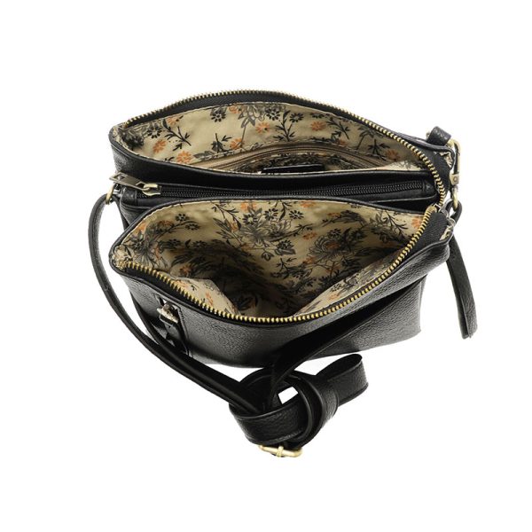 JOY ACCESSORIES DAWN MULTIPOCKET CROSSBODY PURSE - BLACK