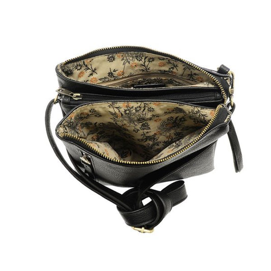 JOY ACCESSORIES DAWN MULTIPOCKET CROSSBODY PURSE - BLACK
