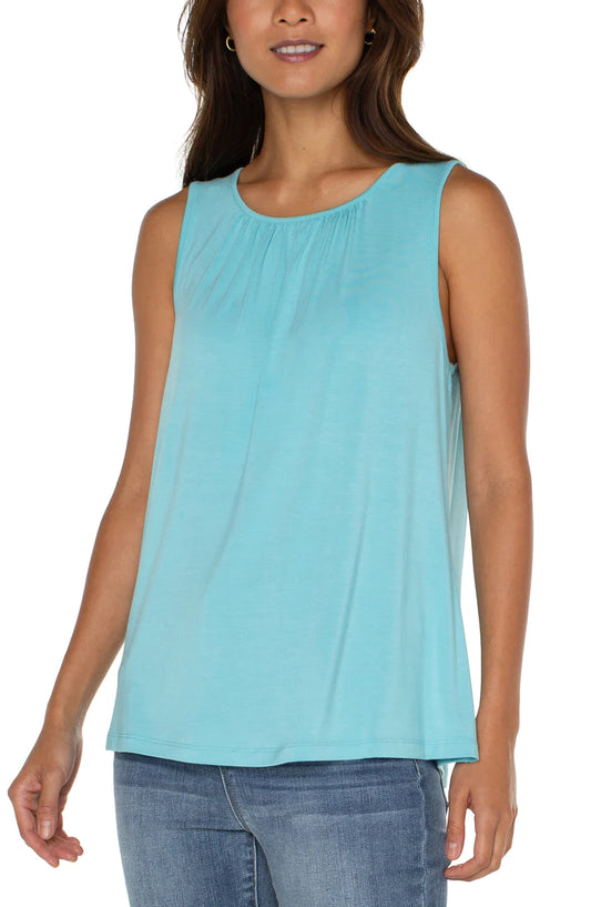 *SALE* LIVERPOOL A-LINE SLEEVELESS KNIT TOP - TURQUOISE - LM8B66VMKTQT