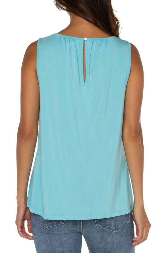 *SALE* LIVERPOOL A-LINE SLEEVELESS KNIT TOP - TURQUOISE - LM8B66VMKTQT