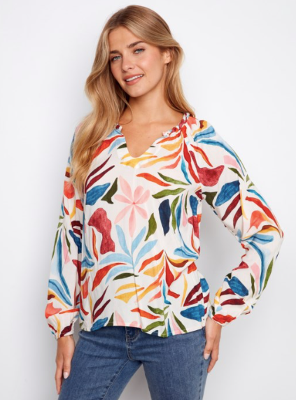 CHARLIE B PRINTED RAGLAN L/S - MULTI