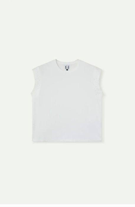 SALE WILD PONY TEE SHIRT WITH STONES - WHITE