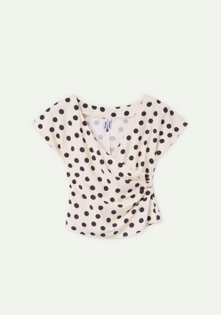 SALE WILD PONY POLKA DOT TOP - WHITE WITH BLACK DOTS
