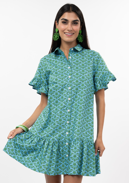 UNCLE FRANK CONEFLOWER DRESS - BLUE MULTI