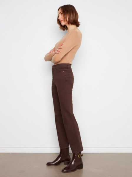 CHARLIE B STRAIGHT LEG TWILL PANTS - COFFEE