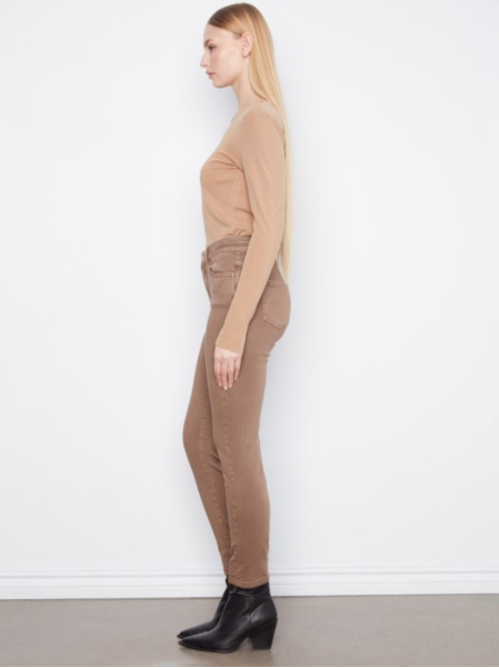 CHARLIE B SLIM LEG TWILL PANTS - TRUFFLE