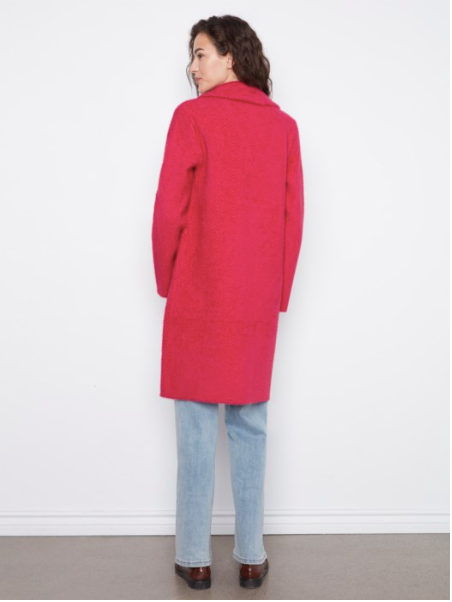 CHARLIE B LONG KNIT COATIGAN - CHERRY RED