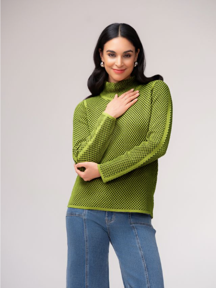 ELENA WANG SPOTTED SWEATER - LIME