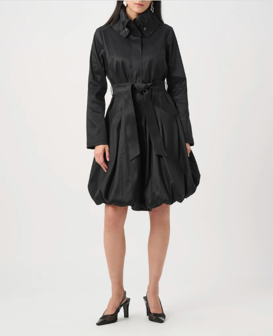 JOSEPH RIBKOFF BELTED FIT AND FLARE BALLOON COAT - BLACH