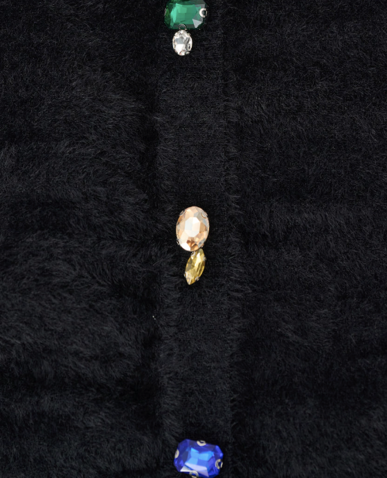 JOSEPH RIBKOFF BEJEWED CREWNECK CARDIGAN - BLACK