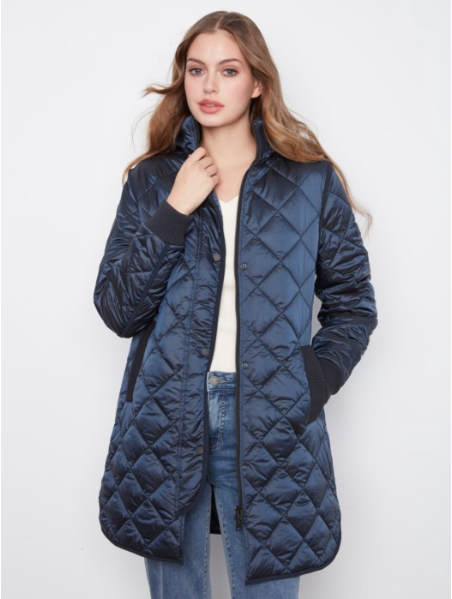 CHARLIE B FULL ZIP QUILTED JACKET - MARINE BLUE