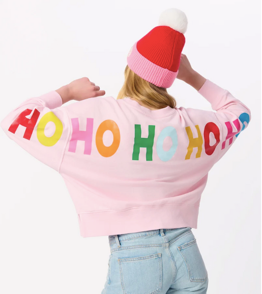 SHIRALEAH SANTA HO HO HO SWEATSHIRT - BLUSH