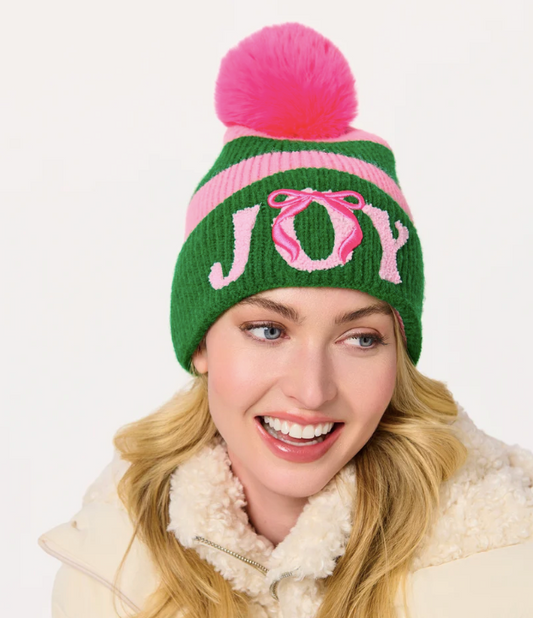 SHIRALEAH JOY BEANIE - PINK AND GREEN