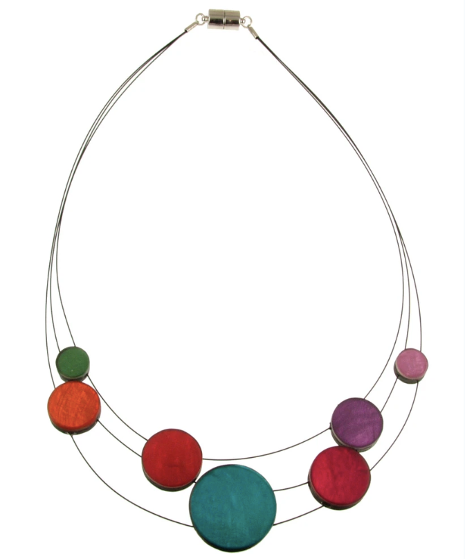 ORIGIN JEWELRY 3 STRAND RESIN DISC - RAINBOW