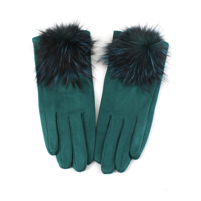 PRETTY PERSUASIONS EXTRA FURRY GLOVE - TEAL BLUE