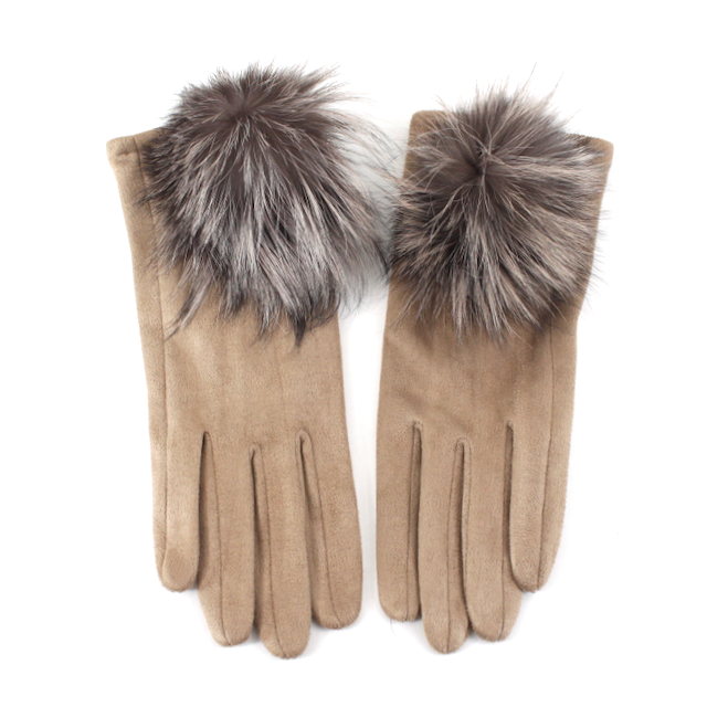 PRETTY PERSUASIONS EXTRA FURRY GLOVE - KHAKI TAN
