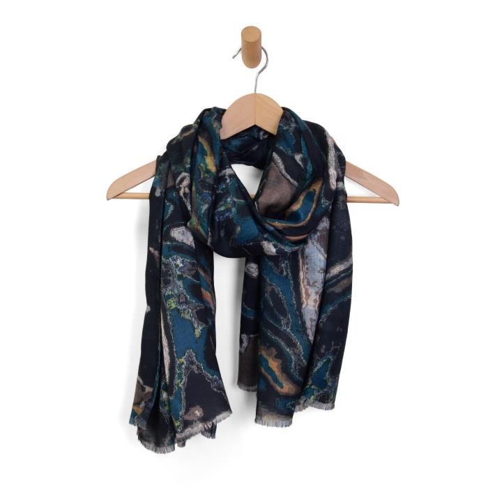 JOY ACCESSORIES BLACK SLICED AGATE SCARF - BLACK MULTI