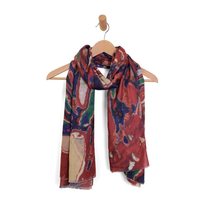 JOY ACCESSORIES GARNET SLICED AGATE SCARF - RED MULTI