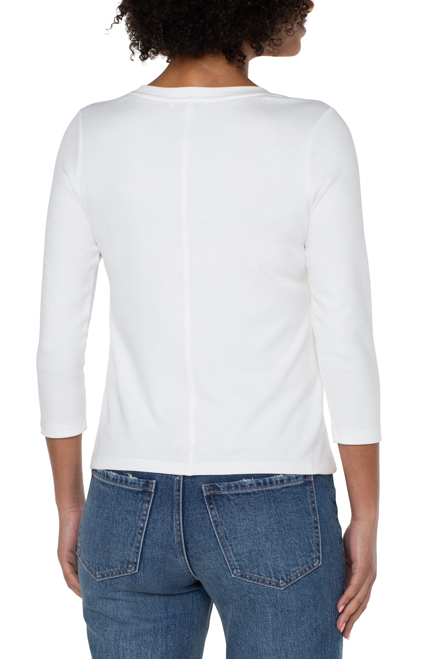 LIVERPOOL 3/4 SLEEVE SCOOP NECK TOP - WHITE - LM8A00K99100