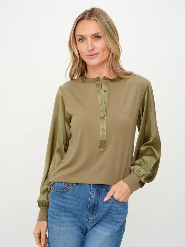 SIX/FIFTY JANIE TOP - OLIVE GREEN