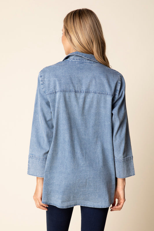 HABITAT HIDDEN PLACKET SHIRT - DENIM