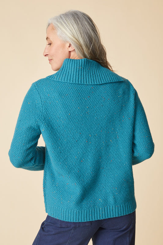 HABITAT HARVEST TWEED ASPEN PULLOVER - TEAL